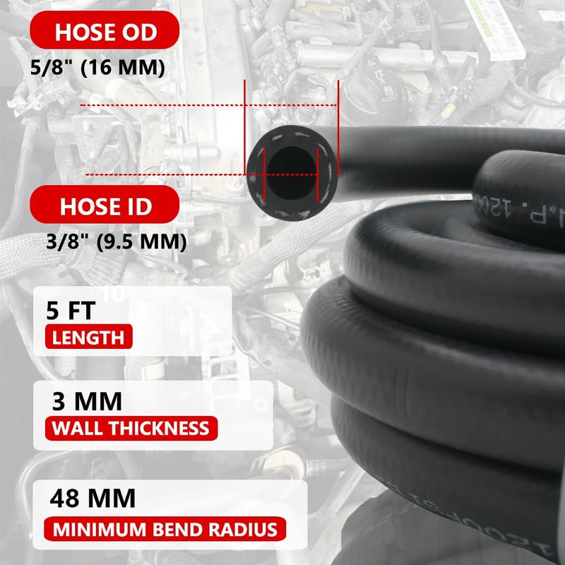 Byredio 3/8 Transmission Cooler Hose 10mm High Pressure Push Lock Fuel Injection Hose 300PSI 5FT - Image 2
